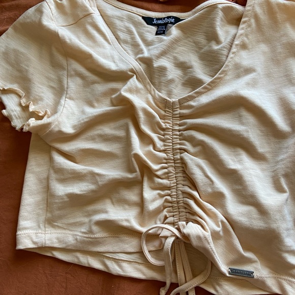 Crop top with ruched front and tie - Picture 2 of 3